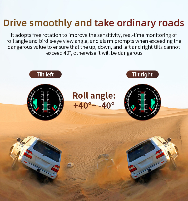 Car Portable Instrument Hud Head-Up Display Color Screen Car-Mounted Hud Portable High-Definition Off-Road Level and Slope Meter