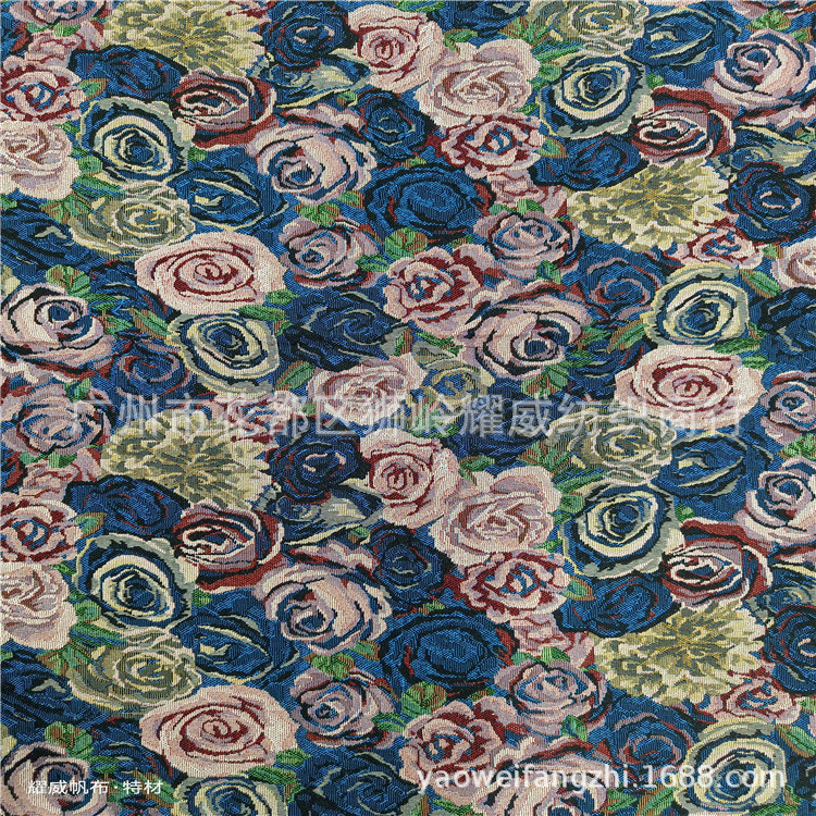 玫瑰花高精密涤棉提花布 箱包 鞋材 桌布 半身裙五分短裤时装面料