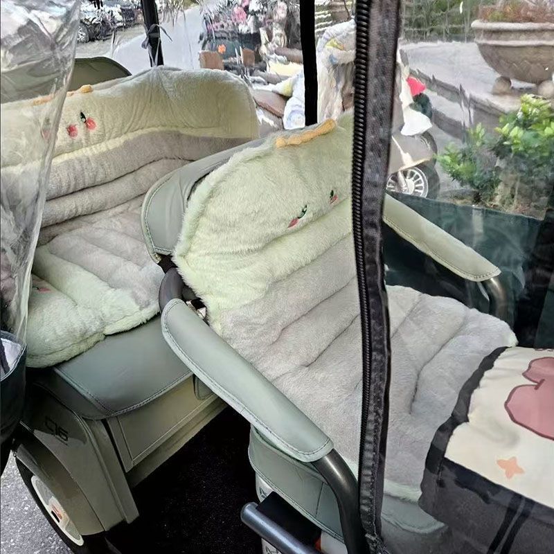 三轮车靠背垫一体后排包围防寒冬季汽车保暖车用通用毛绒坐垫车载