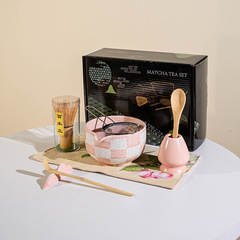 陶磁器の抹茶のお茶のセットの格子の抹茶の茶碗のお茶の贈り物の箱のインスタの風の越境は欧米に専用に提供します。