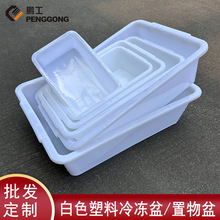 厂家直销塑料冷冻盘长方形塑料盆海鲜冰盘白色塑料盒无盖收纳盒