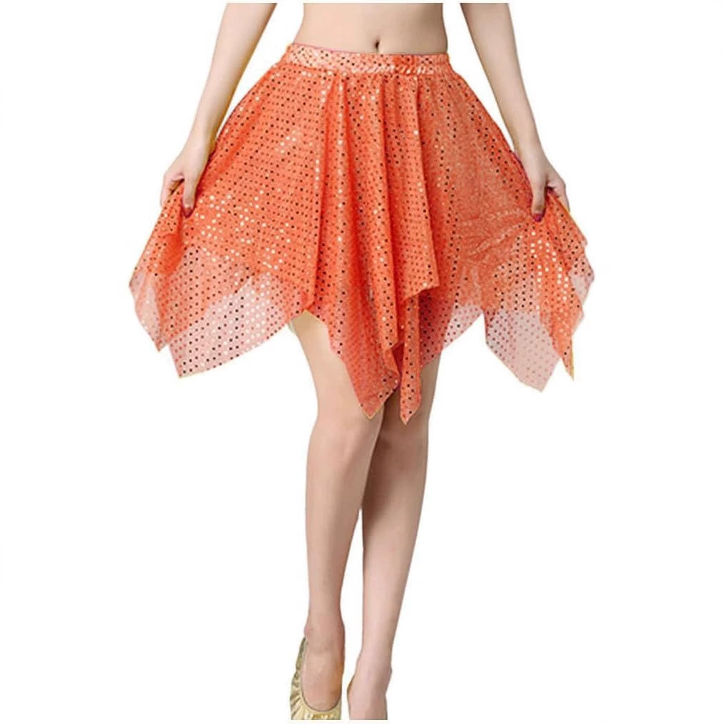 Танец живота с блестками короткая юбка для взрослых средняя юбка изюминка двухслойная юбка многоцветная латинская танцевальная юбка индийский танцевальный костюм