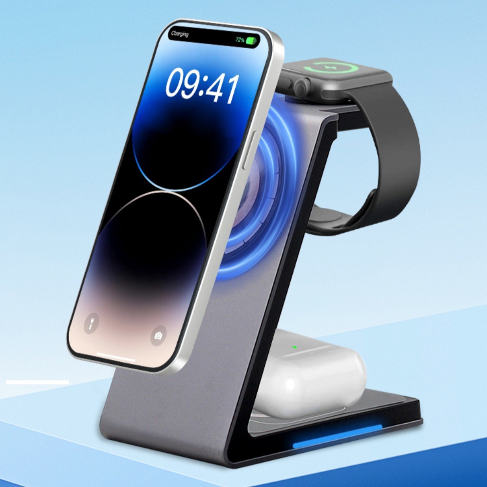 Magsafe magnético tres en uno cargador inalámbrico adecuado para teléfono móvil reloj auricular soporte multifunción cargador inalámbrico