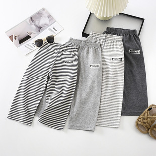 Children's Summer Thin Cotton Seamless Nine-Point Pants Pajamas Home Wear Air Conditioning Clothes for Boys and Girls Toddlers and Older Children