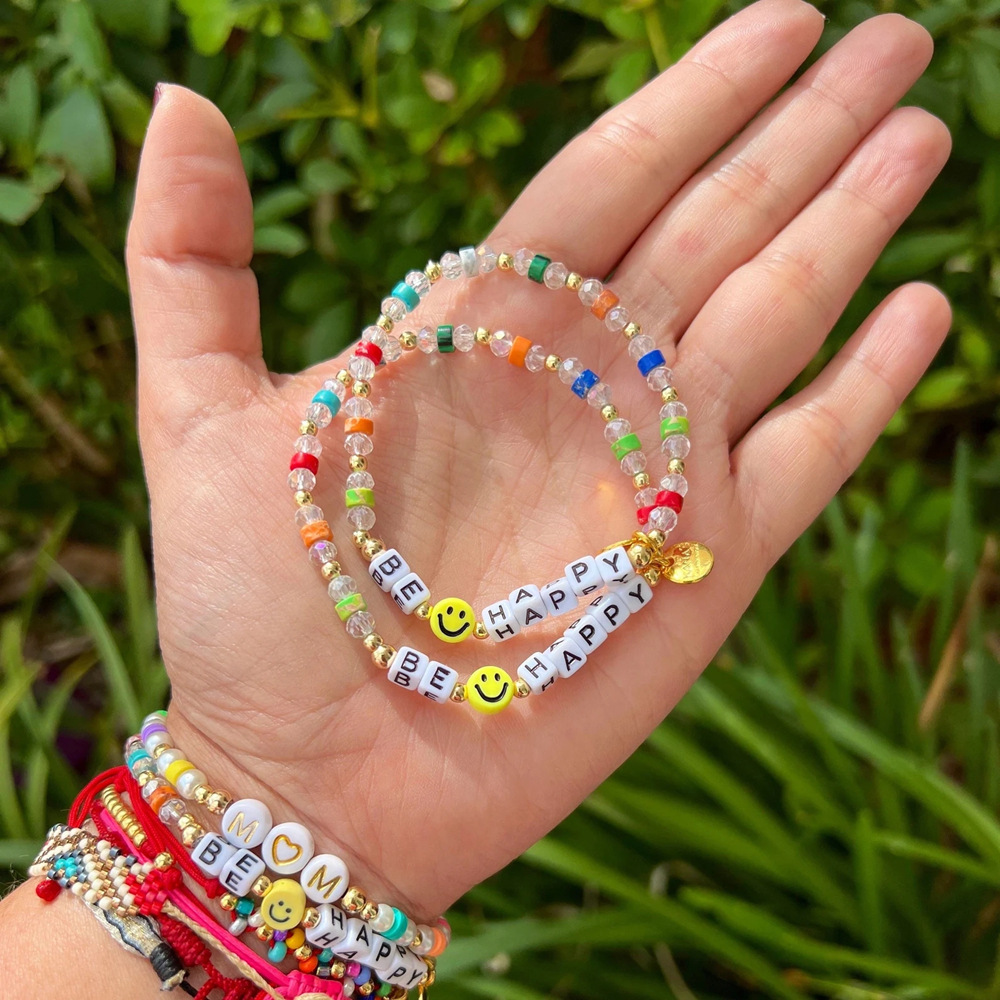 Simple Style Letter Arylic Glass Beaded Womenu0027S Bracelets