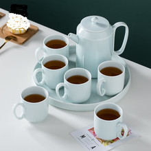 陶瓷握把壶大壶大杯 中式陶瓷茶具青瓷套装家用杯具泡茶壶可定写
