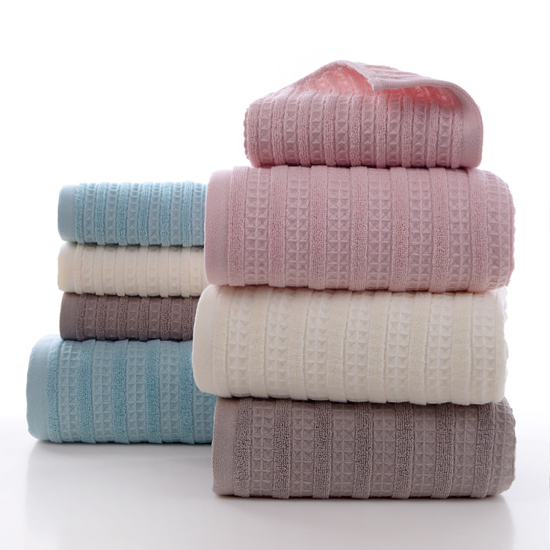 Toalla de baño de algodón con nido de abeja jacquard absorbente_voghion.com