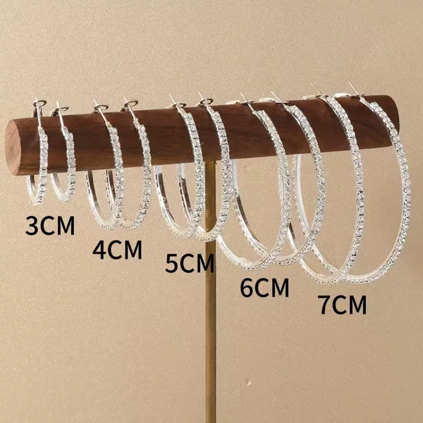 Cross-border Explosions Rhinestone Ear Ring Earrings Simple and Generous Fashion Single Product Ladies Jewelry Daily Matching Personality Earrings