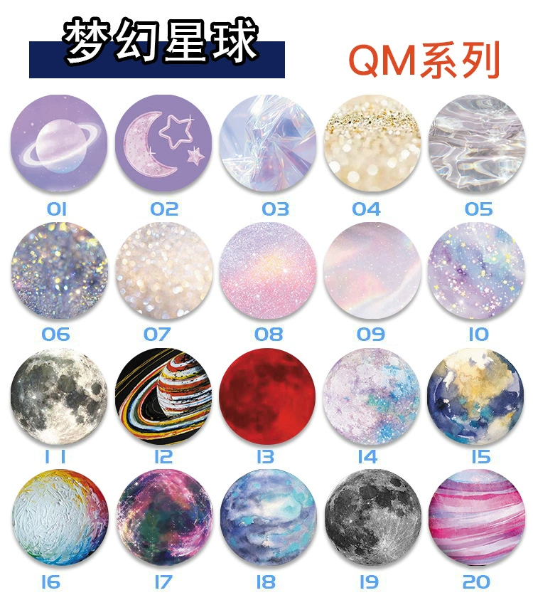 Pop socket phone airbag stand, transparent starry-sky design, foldable anti-fall support