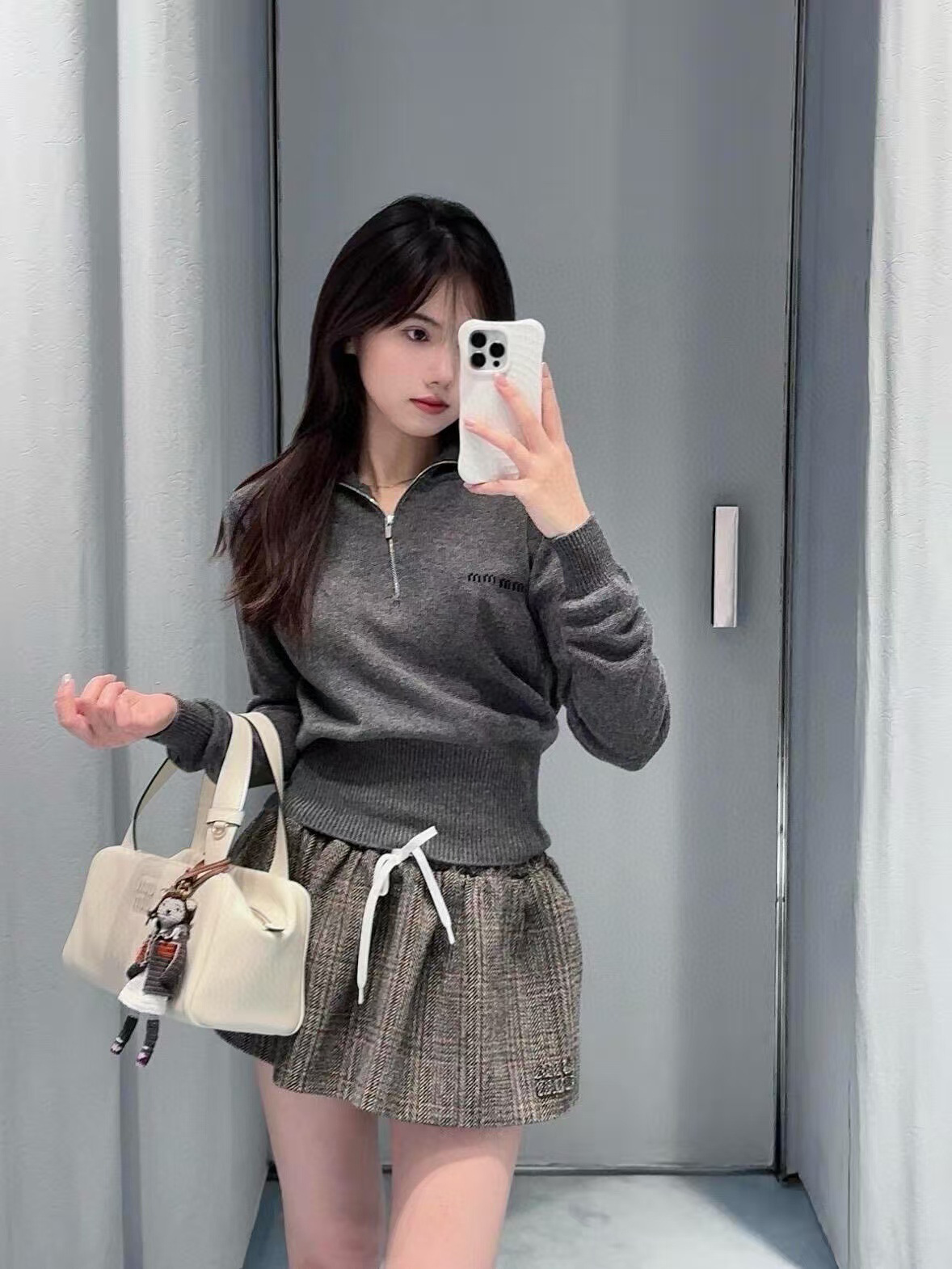 Miu Series Polo Collar Wool Knitwear Shenzhen Nanyou High Version Knitted Knitwear Women's Slim Long-Sleeved Top Work Clothing Elegant