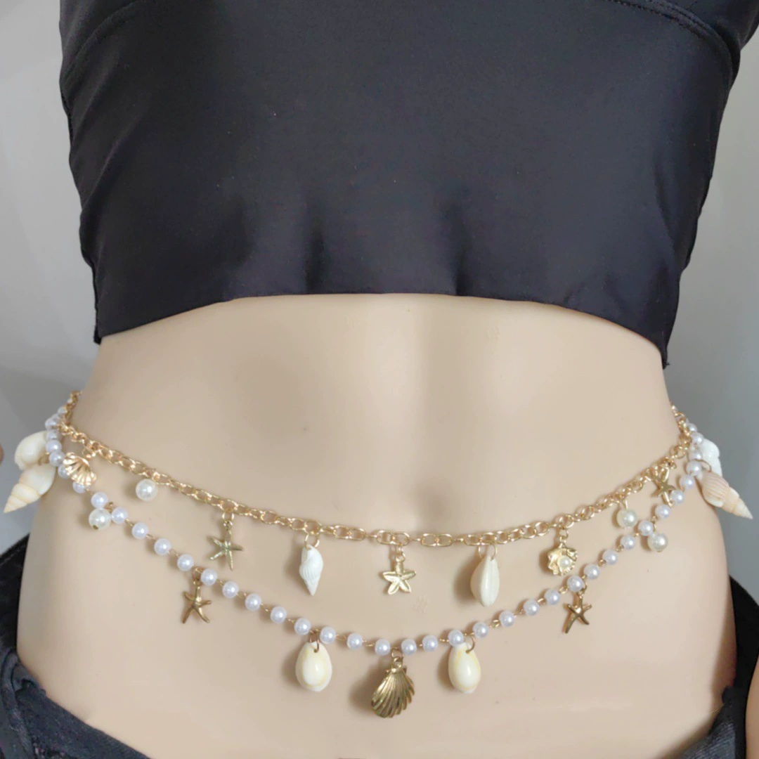 Европейский и американский трансграничный новый пляжный ракушка морская звезда поясная цепь жемчужная цепь раковина тело цепи морской ветер талия аксессуары