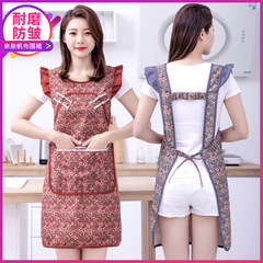 Fashion Canvas Belted Apron for Women, Household Kitchen Breathable Cooking Cute Waist Apron, New Style Chinese Style Apron for Women