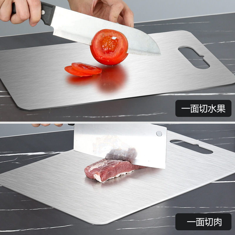 acero inoxidable doble cara tablero de verduras cuadrado borde de molienda borde anti-corte fácil de limpiar sin olor tablero de corte antibacteriano antifungal
