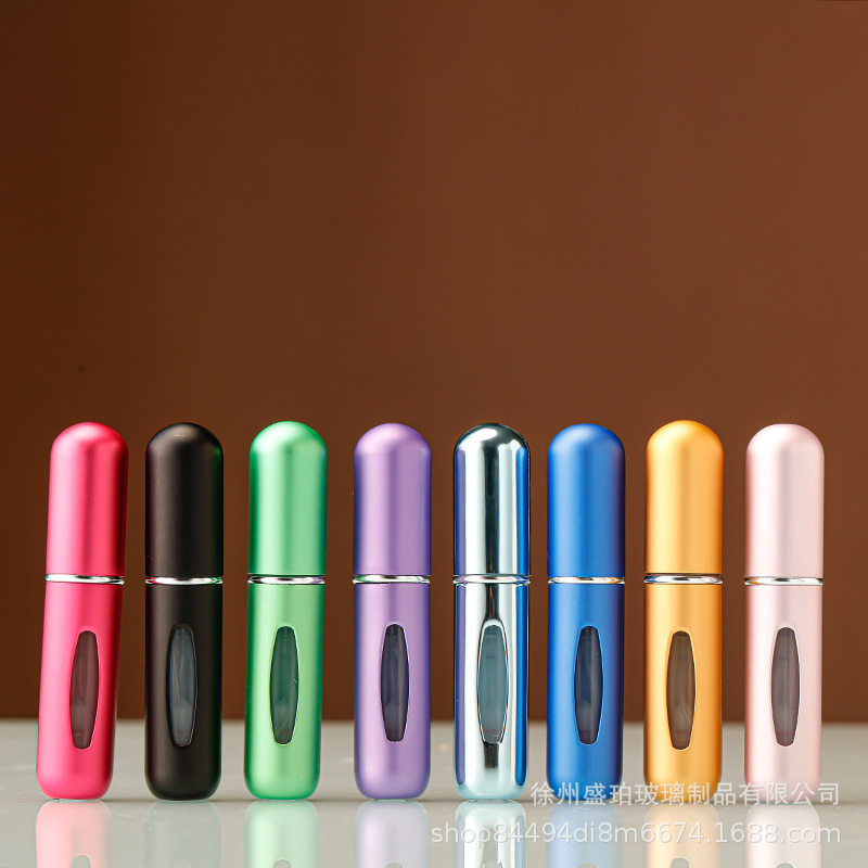 便携香水分装瓶喷雾瓶底部填充按压瓶双层玻璃香水瓶多色5ml现货
