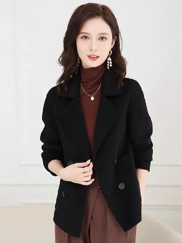 Casual coat, women's single-layer woolen wool autumn and winter new woolen small coat, mother's all-matching short top