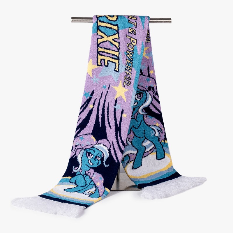 秋冬款针织围巾定制卡通提花球迷围巾定做晴纶毛线双面针织围巾厂