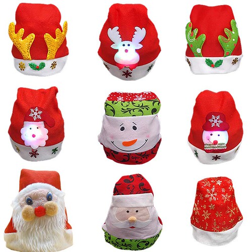 Christmas hat luminous Christmas hat children's antler hat elderly gold velvet adult non-woven common hat decoration