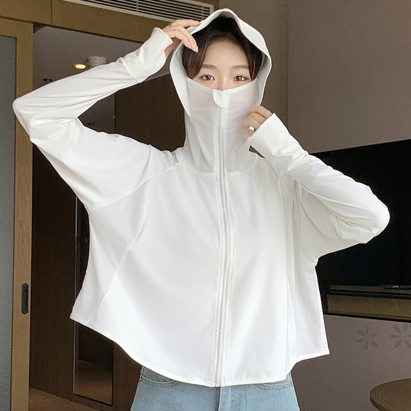Ice Silk Outdoor Sun Protection Clothing for Women, New Summer Style, Loose Hooded Sports Cardigan, Pure Desire Style, Long-Sleeved Outerwear Ice Silk Outdoor Sun Protection Clothing for Women, New Summer Style, Loose Hooded Sports Cardigan, Pure Desire Style, Long-Sleeved Outerwear