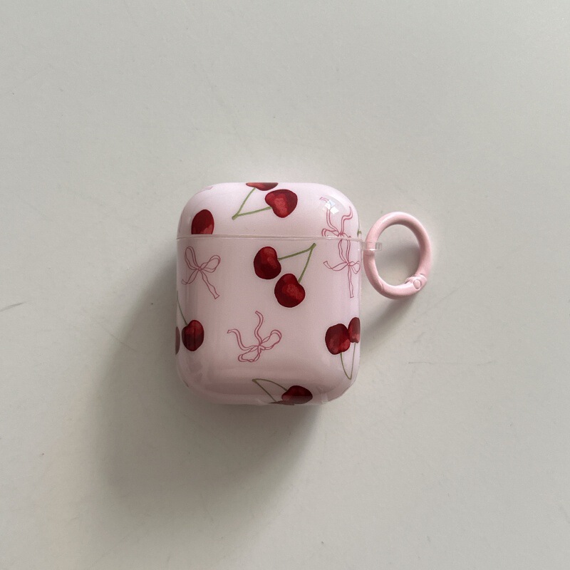 红色樱桃粉蝴蝶结适用苹果AirPods4保护套2022Pro2耳机壳无线2代3|undefined