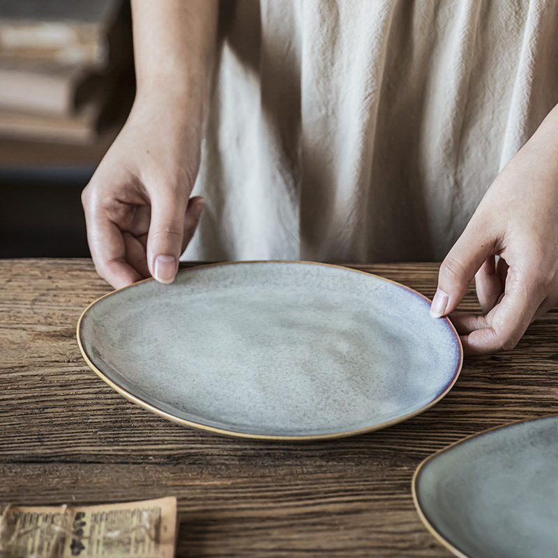 Creativo horno retro huevo plato de cerámica plato de forma especial platos de platos de platos de platos de cubierta caseros platos de filete