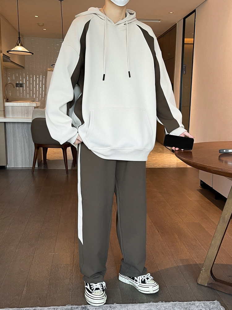 Ropa de hombre marca de moda conjunto de primavera y otoño 2025 nuevo suéter suelto juvenil juego de dos piezas de deporte casual