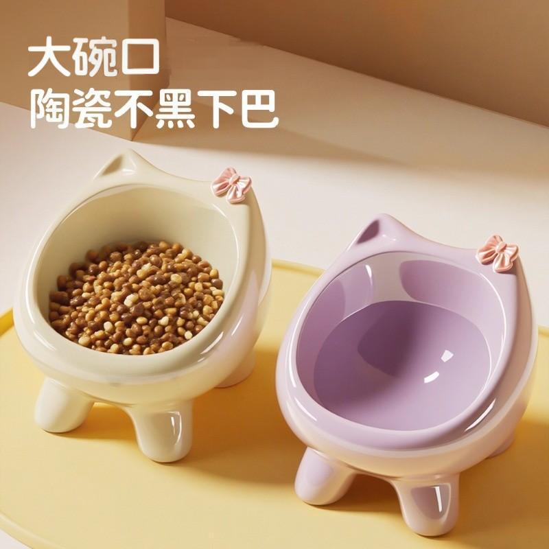 Cute Cat Bowl Ceramic Cat Bowl Cat Rice Bowl Water Bowl Slanted Mouth Cat Food Pet Bowl Dog Bowl Cat Food Bowl Cat Food Bowl