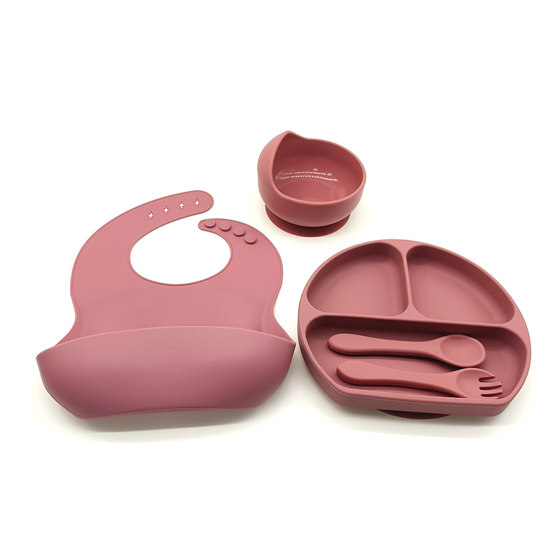 Complemento alimenticio transfronterizo para niños, plato de silicona, plato de suplemento alimenticio para bebés, plato de comida sonriente de seis piezas, vajilla para alimentación maternoinfantil al por mayor