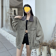 美式复古牛仔外套女秋季2025新款高级感领宽松风长袖上衣潮