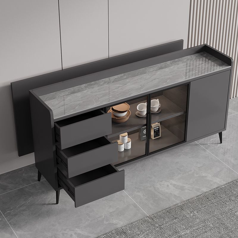 Solid Wood Light Luxury Slate Sideboard Integrated Wall-Mounted Home Kitchen Cupboard Bowl Cabinet Storage Cabinet Factory Wholesale