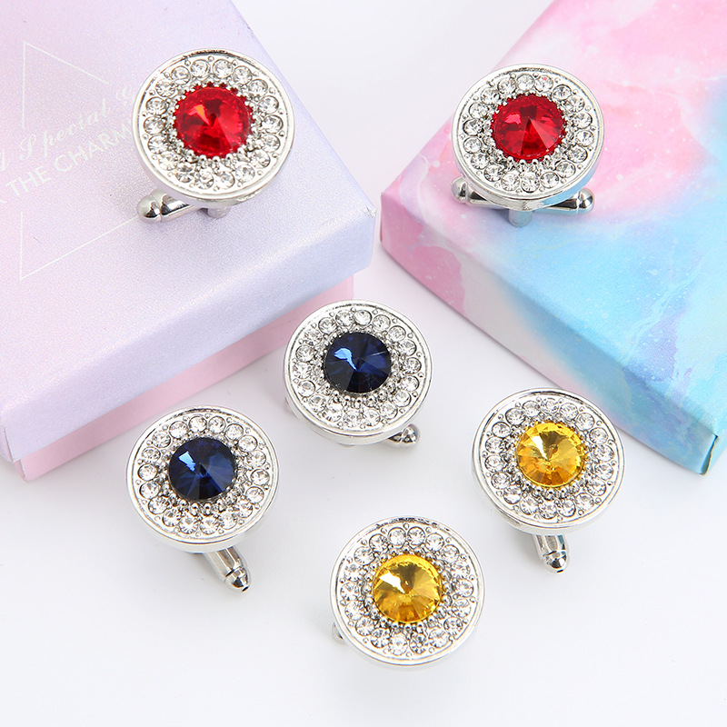 Heißer Verkauf Kreative Diamant Blau Kristall Manschettenknöpfe Französisch Hemd Knopf Manschettenknöpfe_voghion.com