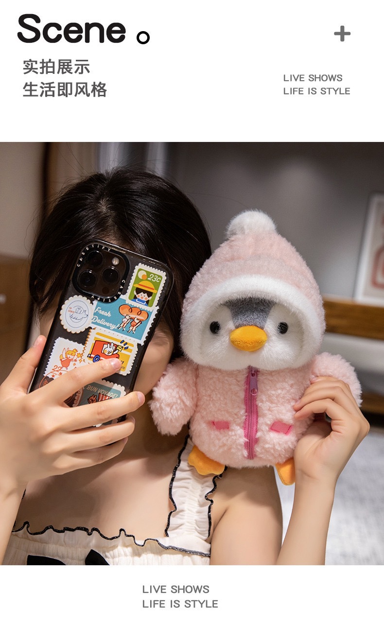 Cross-border costume-changing penguin plush toy, popular oceanarium souvenir gift, doll, stuffed animal, pillow