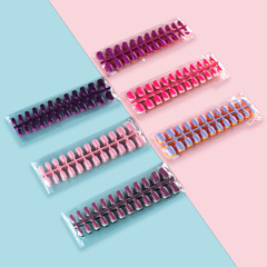 5 colorful short square round tips nail stickers, nail art stickers, ready-to-wear nail clips, wholesale artificial nails