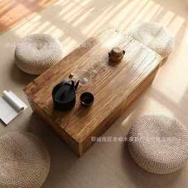 中式老榆木茶几小方桌家用榻榻米飘窗喝茶小桌子禅意老门板小炕桌