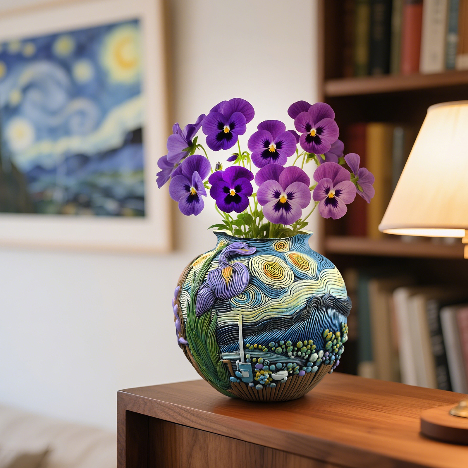  Explosions Van Gogh Art Inspiration Starry Night Flower Pot Home Living Room Desktop Entrance Flower Arrange Handmade Decorations