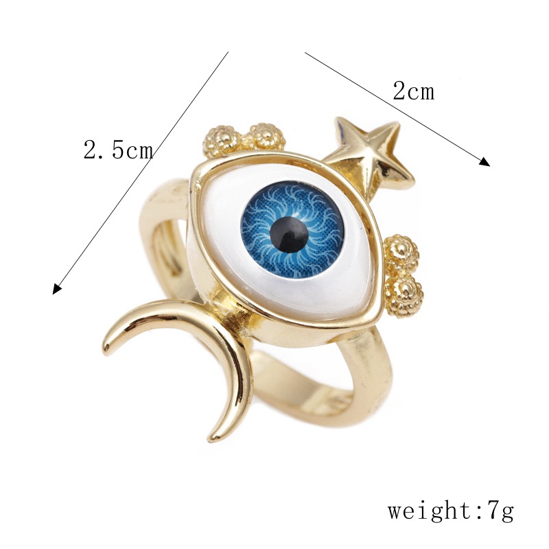 10g Weight Zircon Inlay Material Rings Classification Fashion Devil's Eye Copper Rings Inlay Zircon Copper Rings