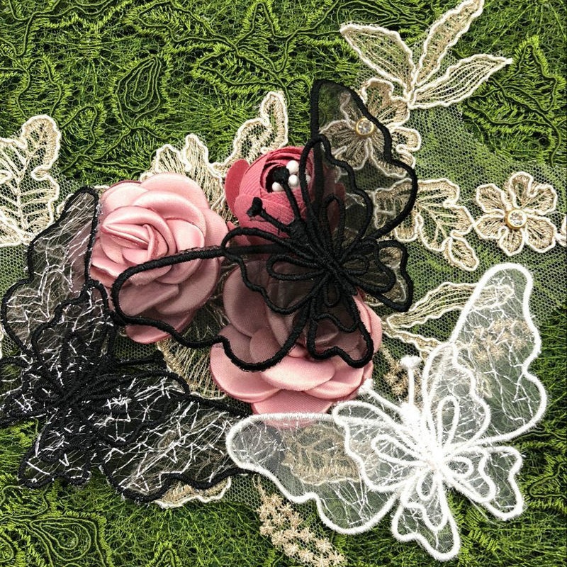 新款白色蝴蝶系列布贴 卡通DIY时尚服装辅料 镂空蕾丝花边批发