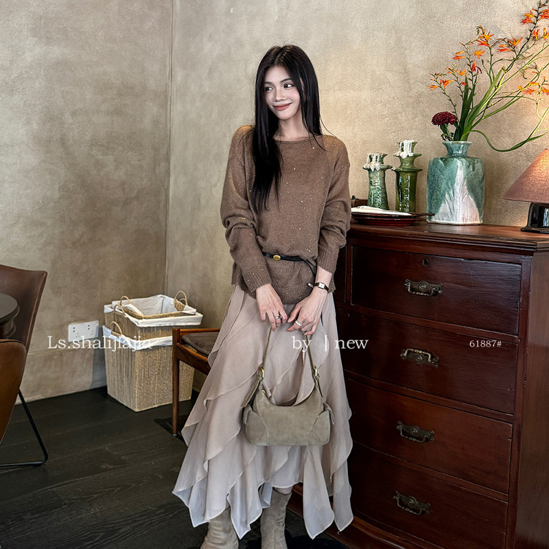 LS Elegant and fashionable ruffled suspender dress Guangzhou Shisanhang 2026 early autumn new style 61887 #