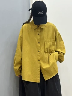 简梦磨毛大版长袖衬衫2026秋冬季新款前短后长翻领纯色衬衣女9999