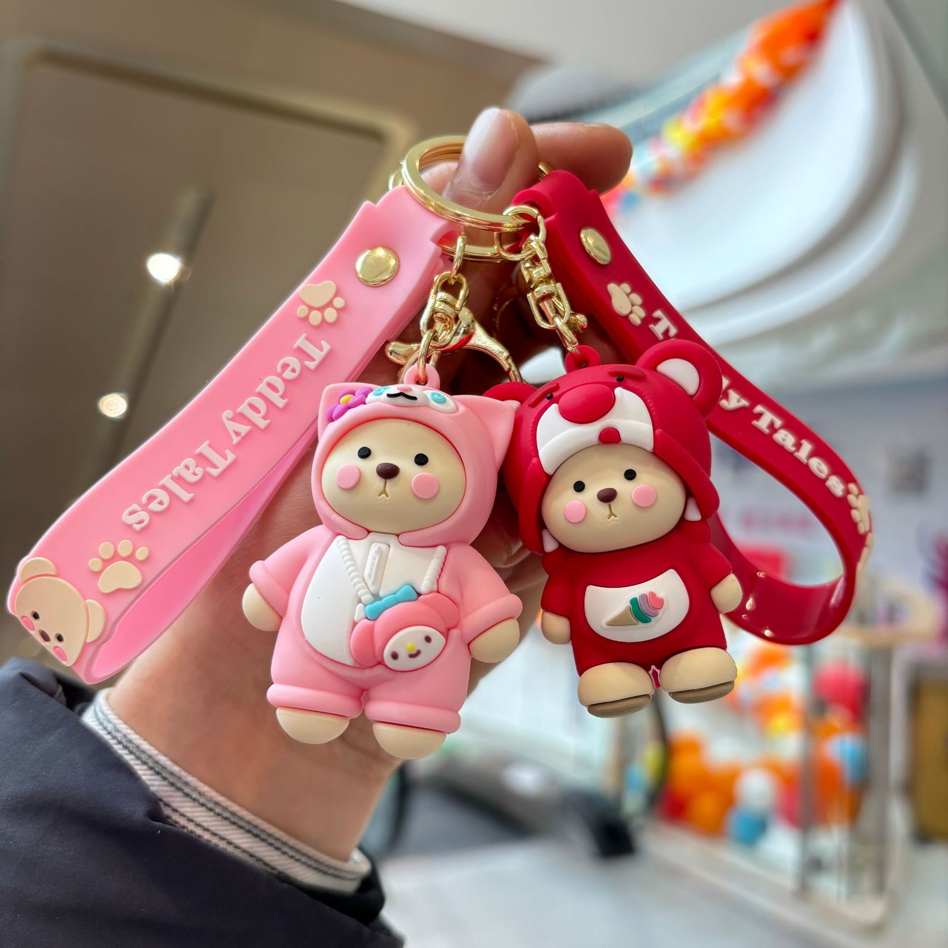 Dibujos animados modificado oso de peluche llavero colgante llavero muñeca mochila coche llavero bebé captura máquina pequeño regalo