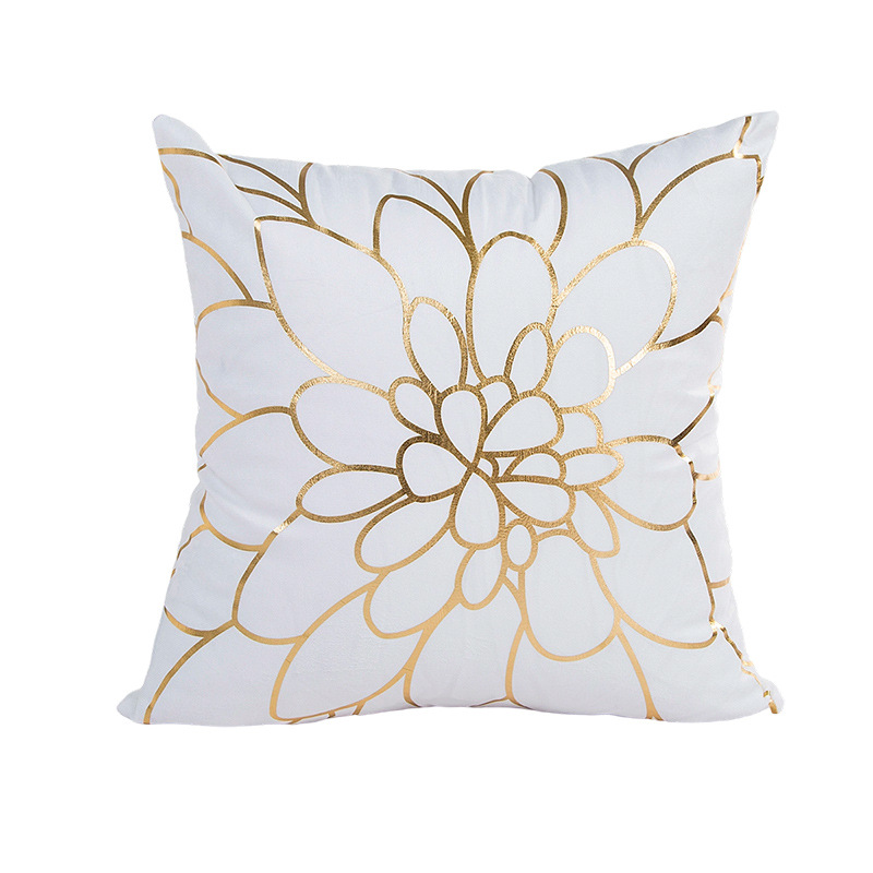 Funda de almohada con estampado dorado para el verano 2026, suave y cómoda, decoración para sofá, funda de almohada moderna para el hogar, disponible para venta al por mayor. image 4