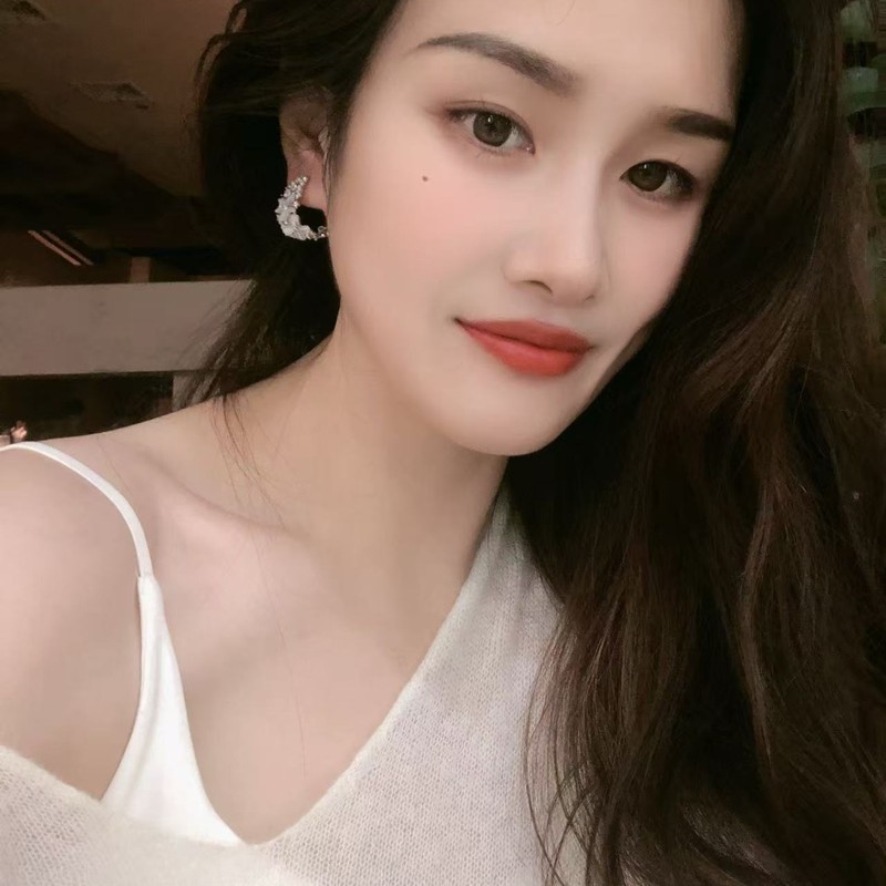 高级感琉璃花朵C型半圈耳钉简约时尚花朵耳环精致气质甜美耳饰女|undefined