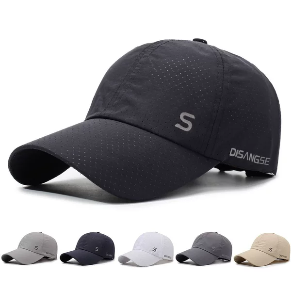 Summer Running Quick-Dry Baseball Cap Sun Protection Mesh Breathable Peaked Cap Unisex Casual Sports Sun Hat S Label