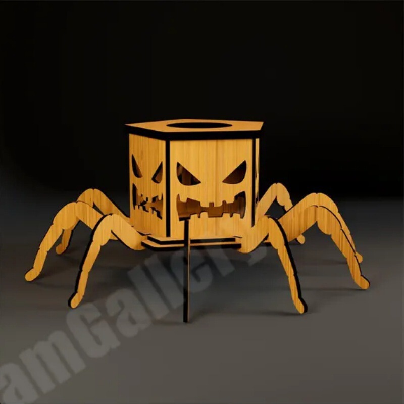 クロスボーダー新製品ゴーストハロウィンスパイダーミニランタン燭台装飾面白い装飾品木製工芸品|undefined