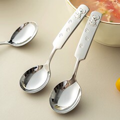 韩式考拉卡通儿童勺子食品级不锈钢短柄宝宝吃饭勺调羹高颜值汤勺