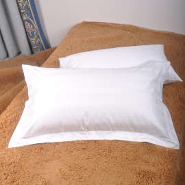 C25Z酒店宾馆床上用品布草加厚贡缎白色缎条枕套批发定 做床品