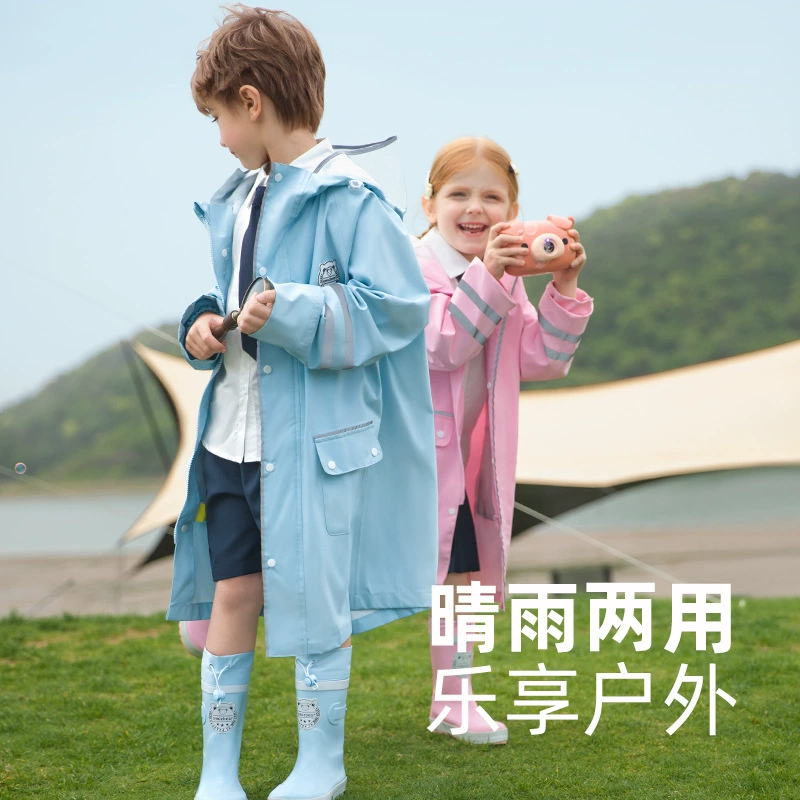 Дождевик для мальчиков начальной школы, дождевик для девочек в детском саду, дождевик-пончо для детей старшего возраста с местом для рюкзака, ветрозащитный, в стиле колледжа.