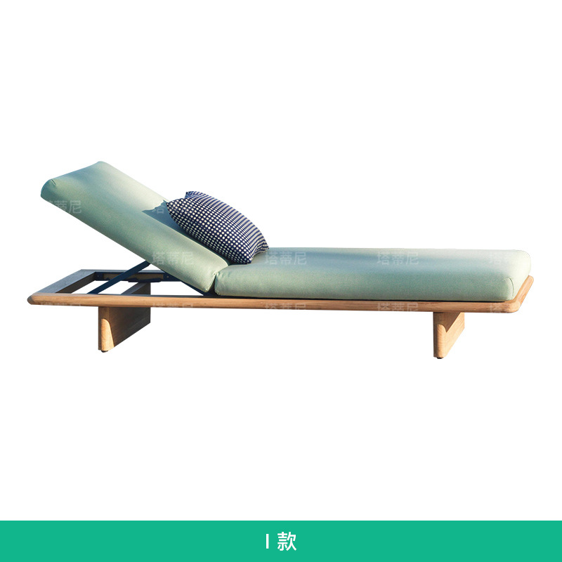 TECA al aire libre tumbado cama de ocio individual reclinable impermeable a prueba de sol piscina reclinable sofá cama de madera maciza muebles de patio image 15