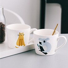 简约创意杯子喝水可爱马克杯家用办公室陶瓷情侣水杯耐高温咖啡杯