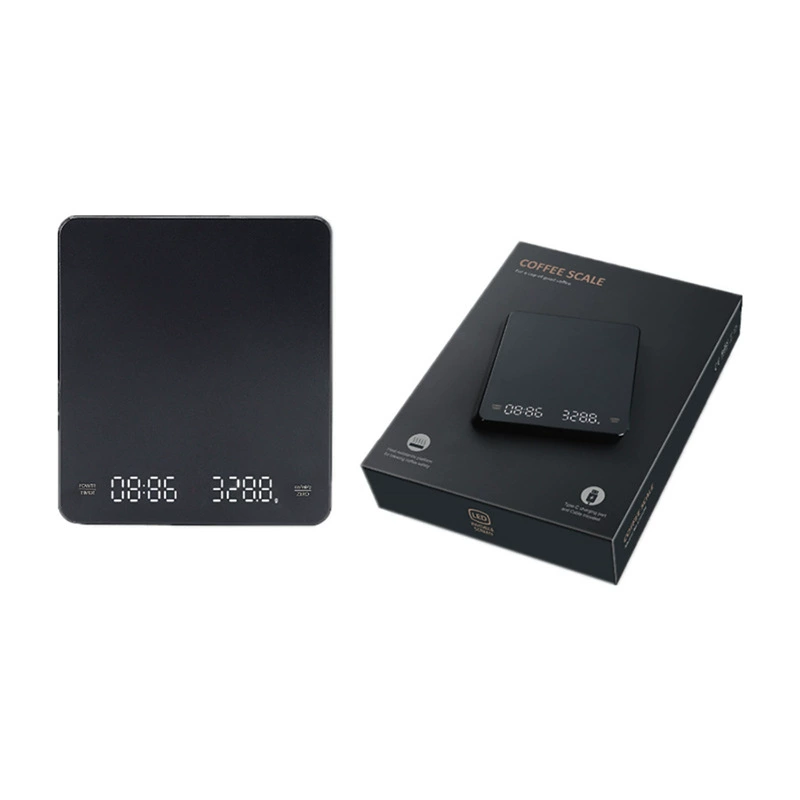 Square touch coffee electronic scales, black smart device, touch screen, 0, 1G