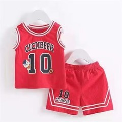 Baby T-shirt Set for Young Children, Children's Quick-Drying Summer Outfits, Boys' Sports Set, Baby Basketball Uniform, Two-Piece Set